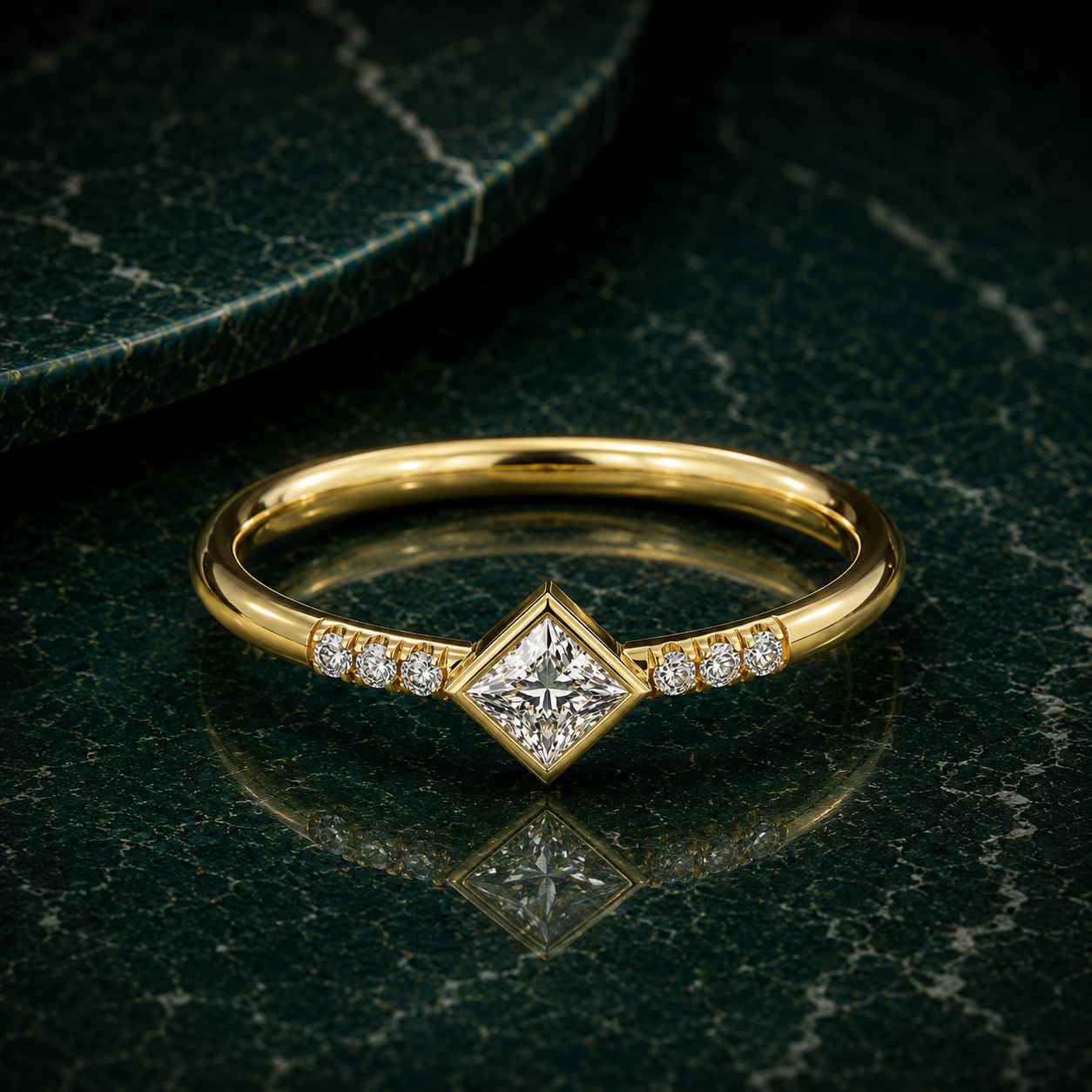 Kite-Set Princess Diamond Ring