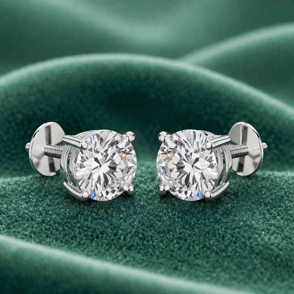 Classic Round Diamond Stud Earrings