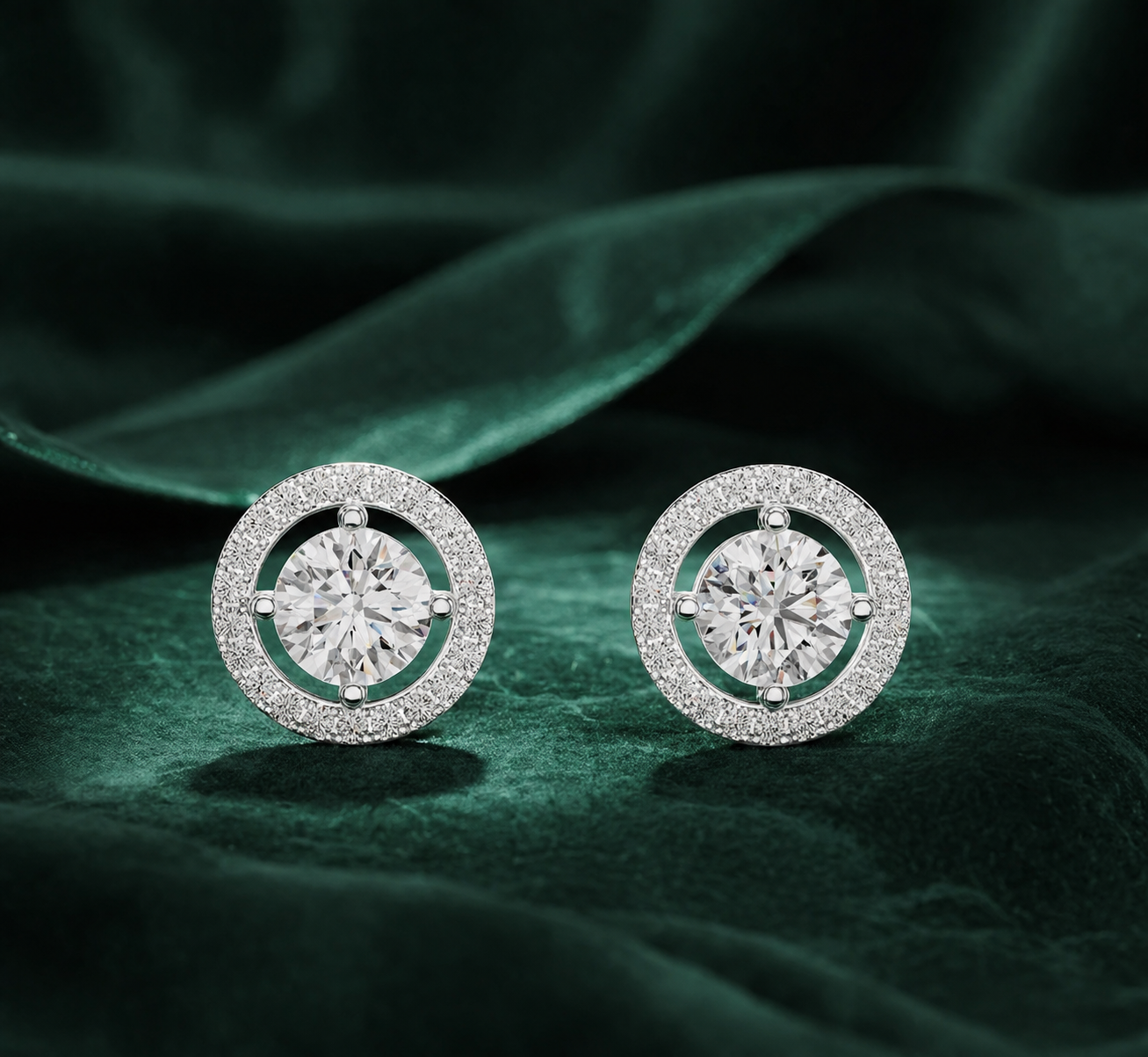 Dazzling Diamond Halo Stud Earrings