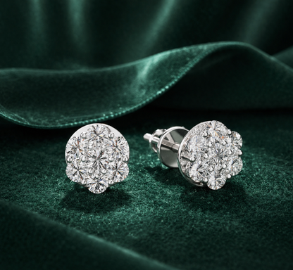 Celeste Bloom Diamond Cluster Stud Earrings