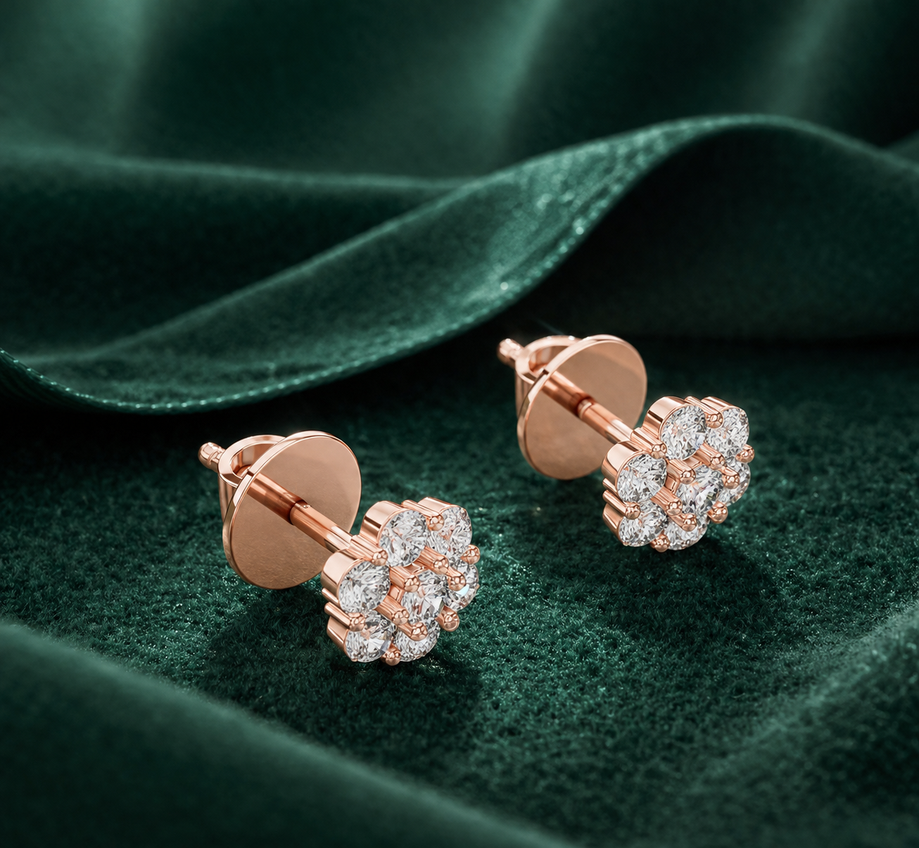 Celeste Bloom Diamond Cluster Stud Earrings