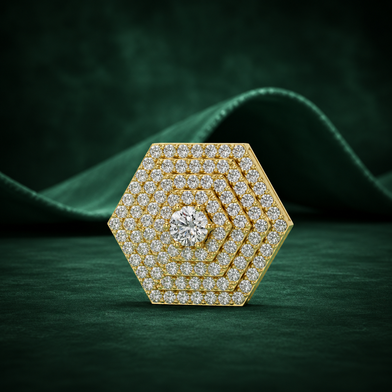 Celestia Hexagon Diamond Medallion Pendant