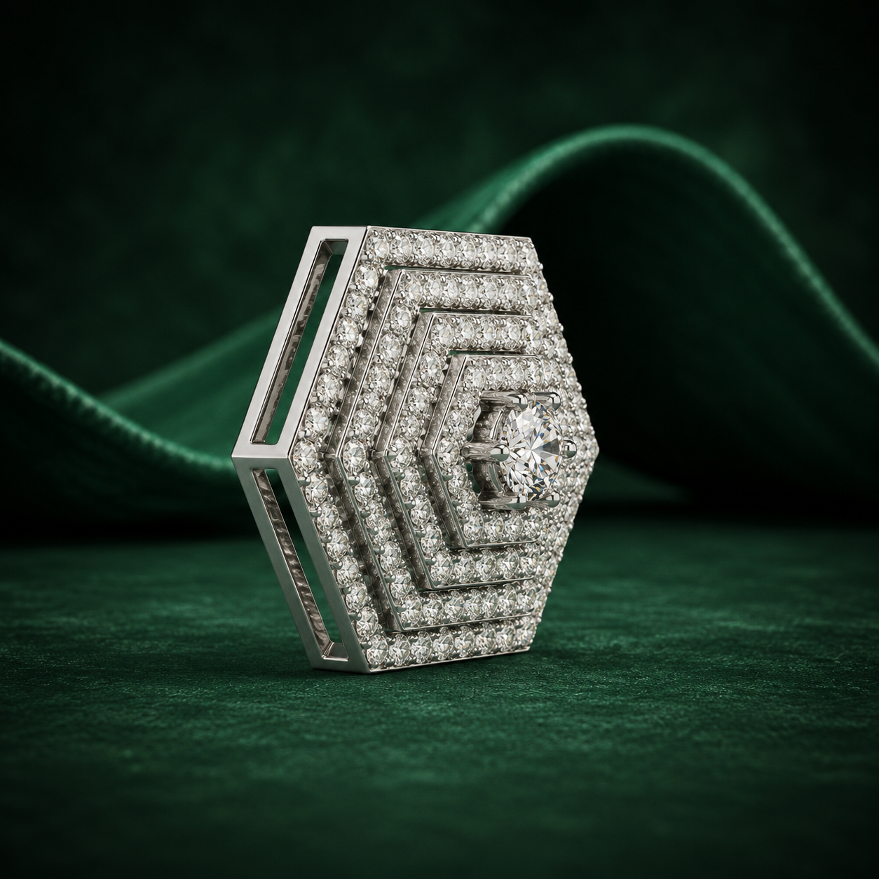 Celestia Hexagon Diamond Medallion Pendant
