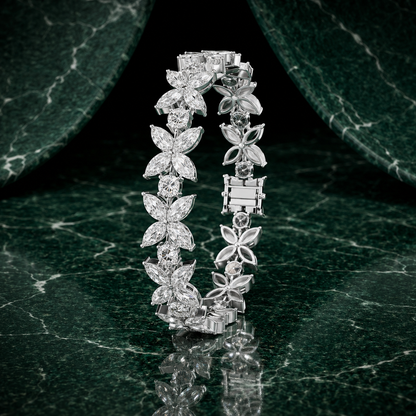 Diamond Bloom Marquise Flower Bracelet