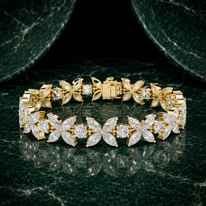 Diamond Bloom Marquise Flower Bracelet