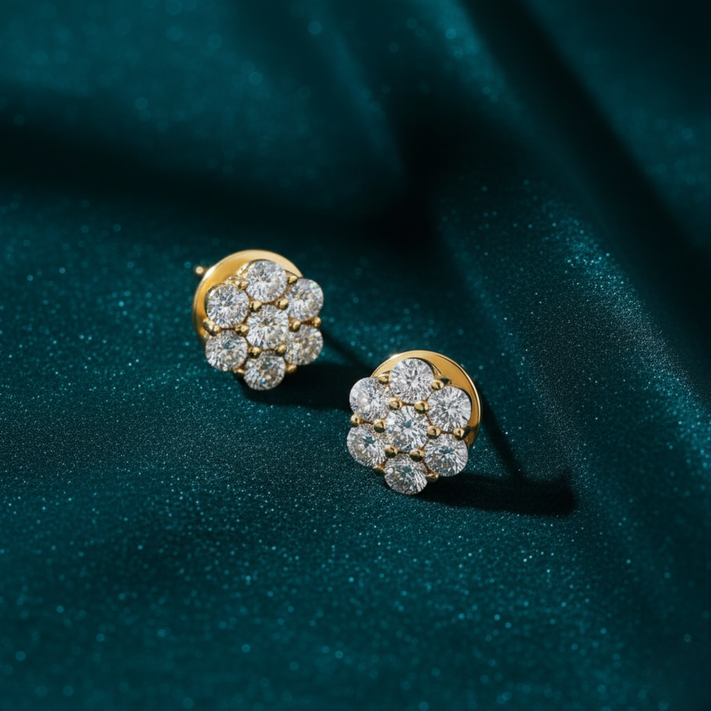 Celeste Bloom Diamond Cluster Stud Earrings