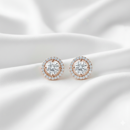 Dazzling Diamond Halo Stud Earrings