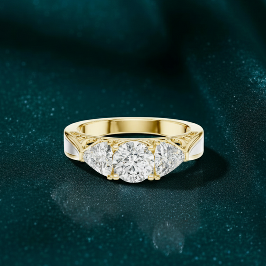 Regal Trilliance Round & Trillion Three-Stone Ring