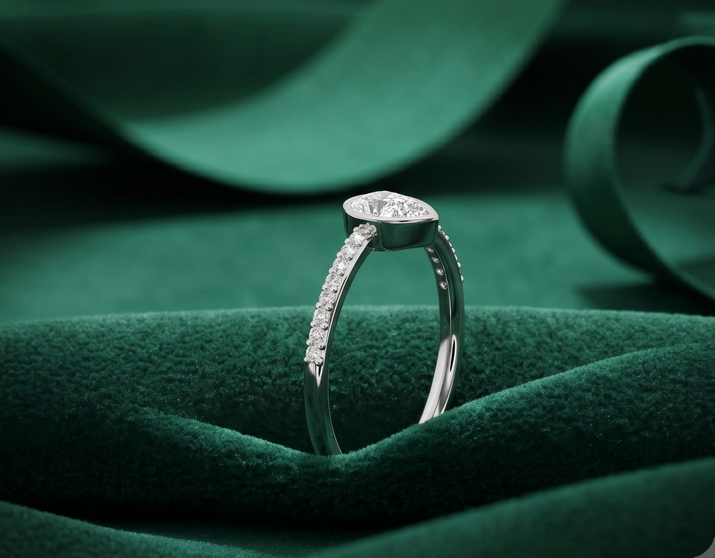 Elegant Bezel-Set Pear Diamond Ring | Delicate Teardrop Engagement Ring