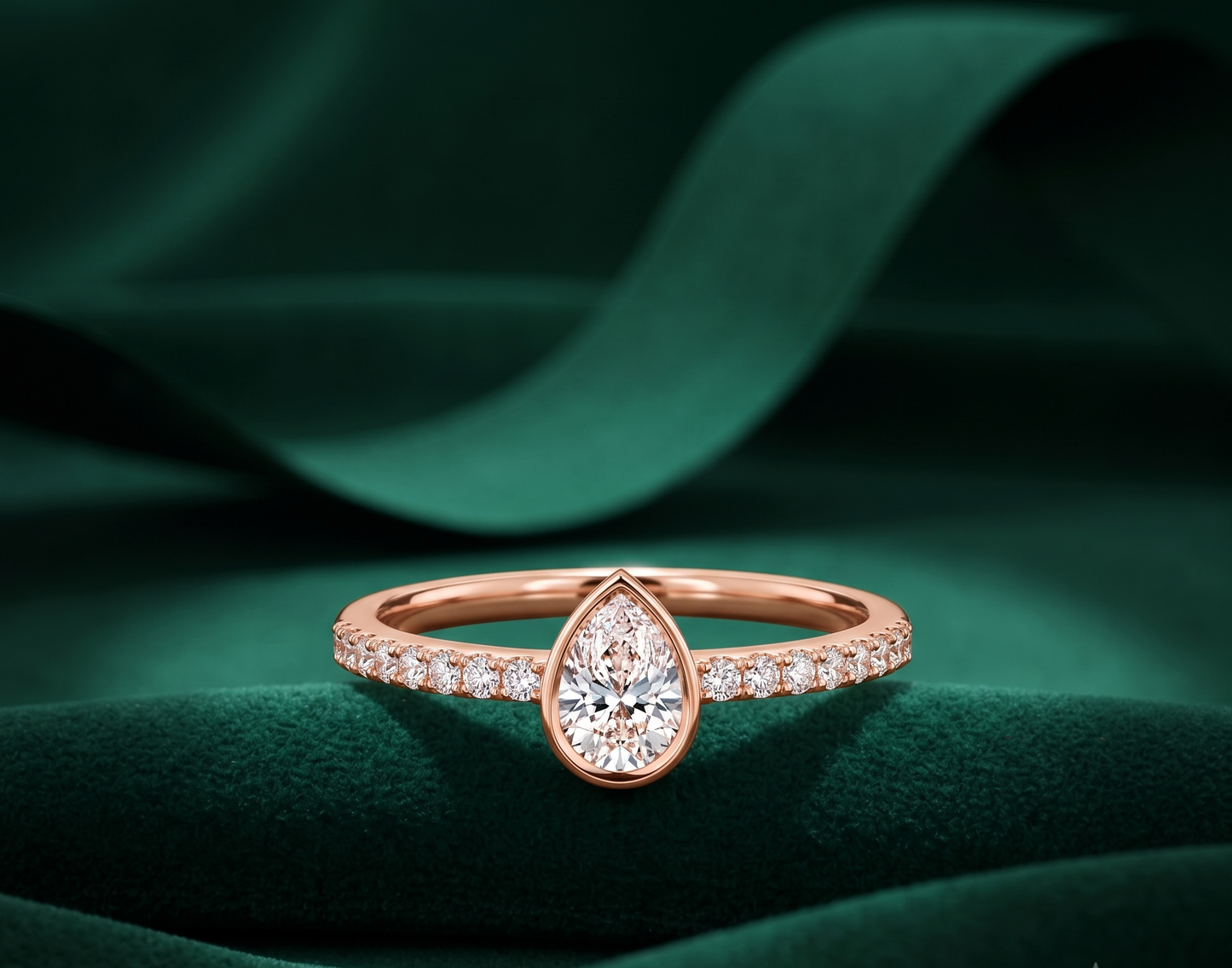 Elegant Bezel-Set Pear Diamond Ring | Delicate Teardrop Engagement Ring