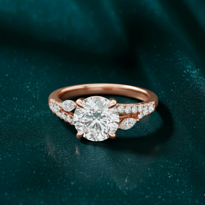 Golden Radiance Three-Stone Pavé Diamond Ring