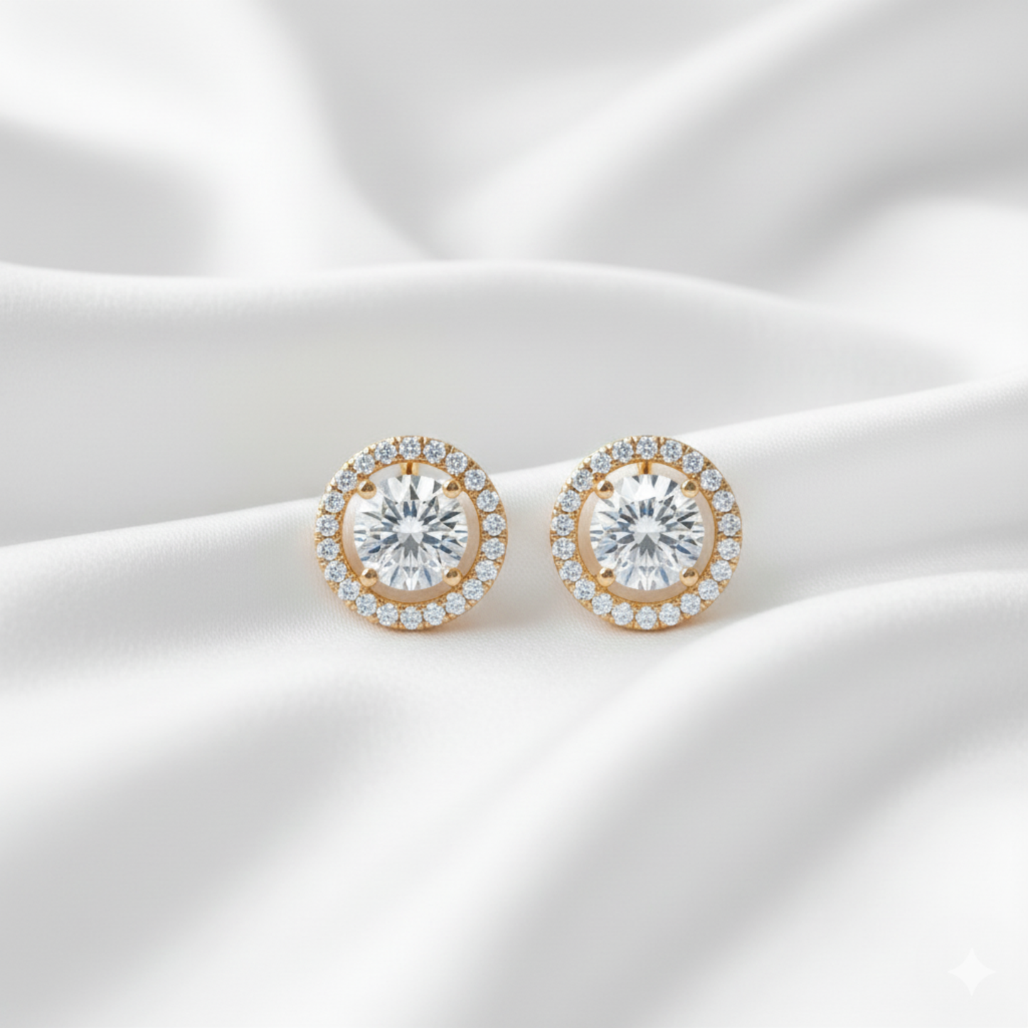 Dazzling Diamond Halo Stud Earrings
