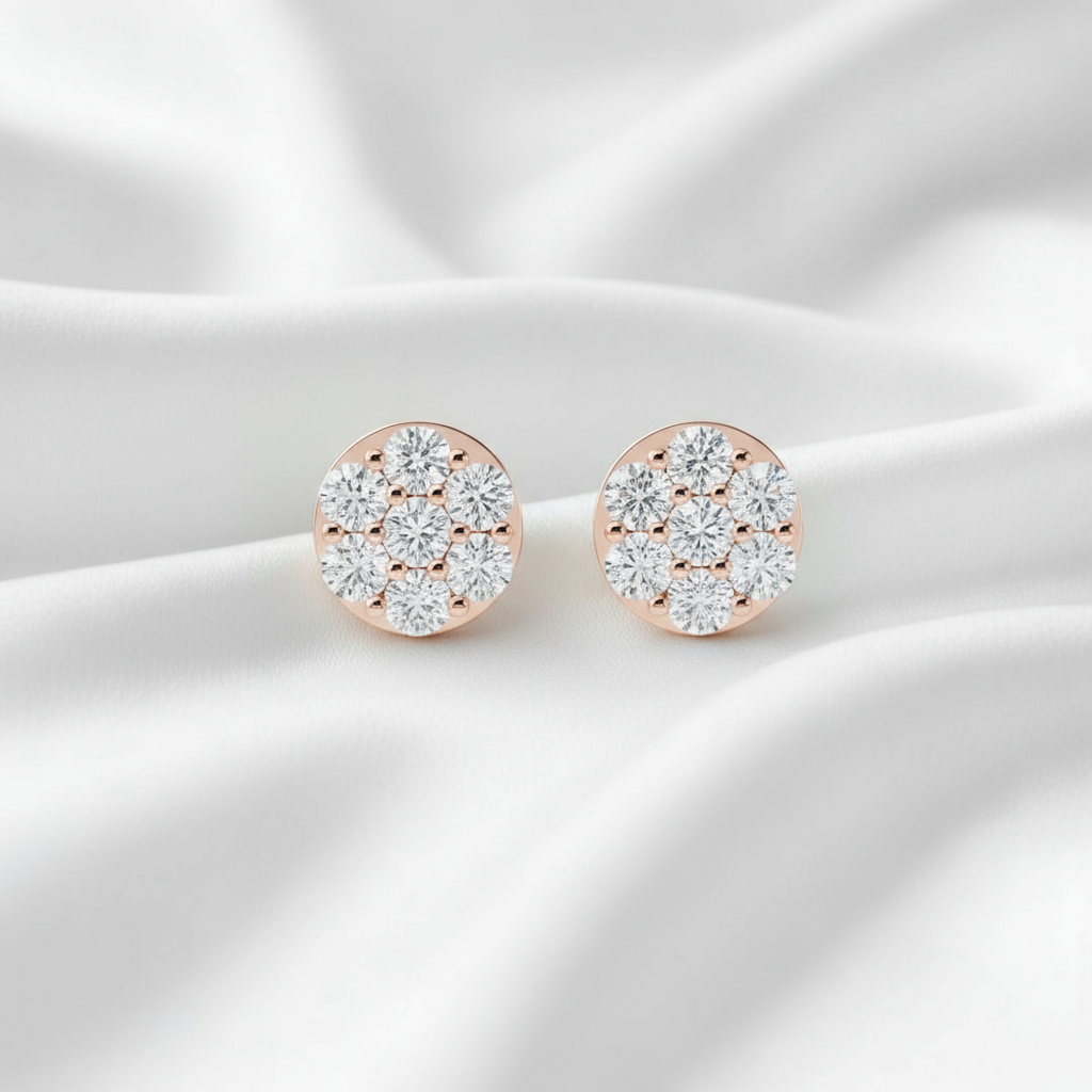 Celeste Bloom Diamond Cluster Stud Earrings