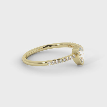 Elegant Bezel-Set Pear Diamond Ring | Delicate Teardrop Engagement Ring