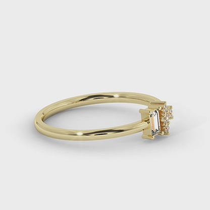 The Stella Asymmetric Baguette & Round Lab Grown Diamond Ring