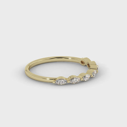 Marquise Cut Lab Diamond Wedding Band | Vintage Bridal Ring