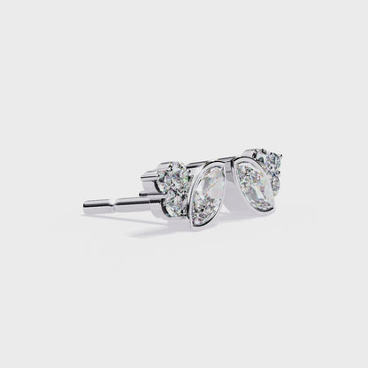 Marquise & Round Diamond Cluster Studs