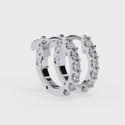 Round Diamond Huggie Hoop Earrings