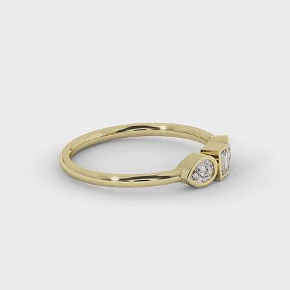Baguette and Pear Cut Lab Diamond Ring