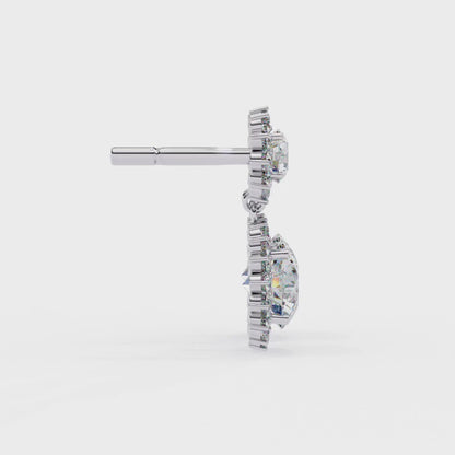 Double Halo Diamond Drop Earrings