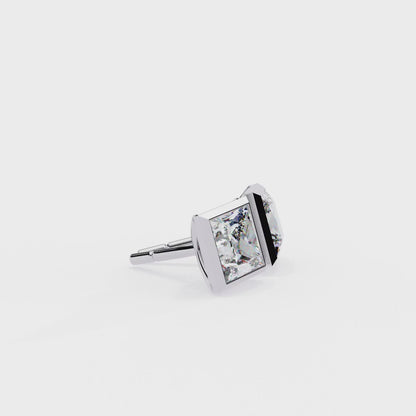 Bezel Set Princess Cut Solitaire Earrings