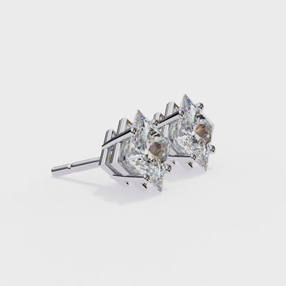 Princess Cut Diamond Stud Earrings | Square Solitaire Diamond Earrings for Women