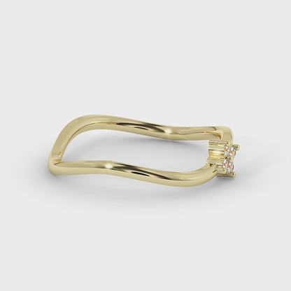 Minimalist Wavy Round Diamond Floral Ring
