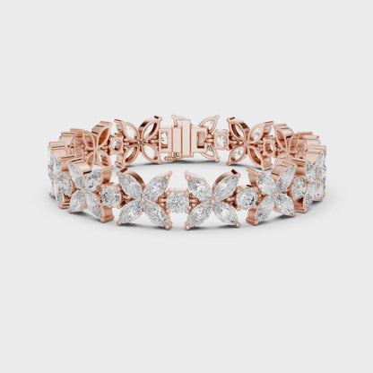 Diamond Bloom Marquise Flower Bracelet