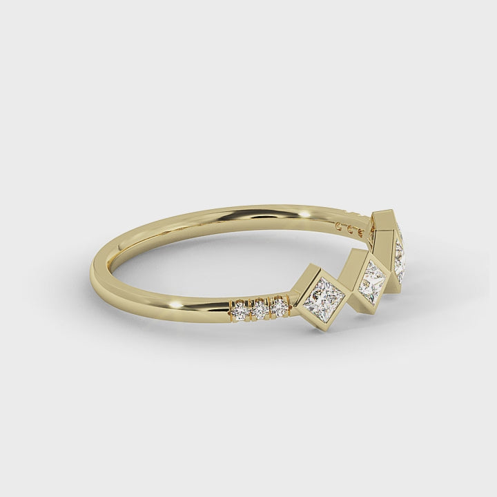 Geometric Kite-Set Princess Cut Diamond Ring
