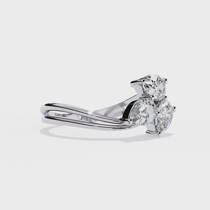 Three Pear Cut Diamond Ring | Trilogy Engagement Ring for Women