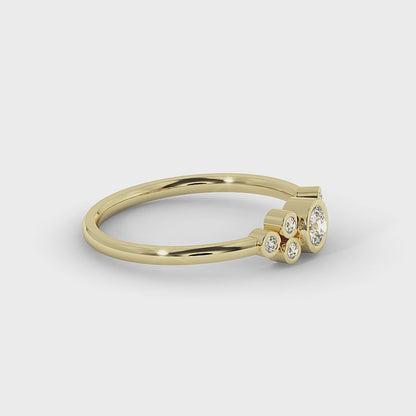 Elegant Bezel-Set Multi-Stone Lab Grown Diamond Ring| Unique Cluster Stacking Ring