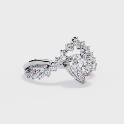 Heart Shape Diamond Halo Ring | Romantic Engagement Ring for Women
