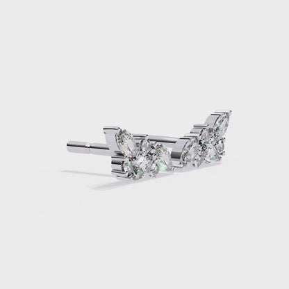 Marquise Diamond Curved Floral Vine Studs