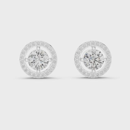 Dazzling Diamond Halo Stud Earrings