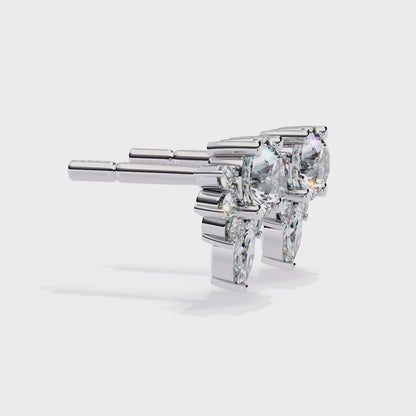 Round & Marquise Diamond Geometric Drop Earrings