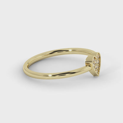 Minimalist Pavé Diamond Heart Ring