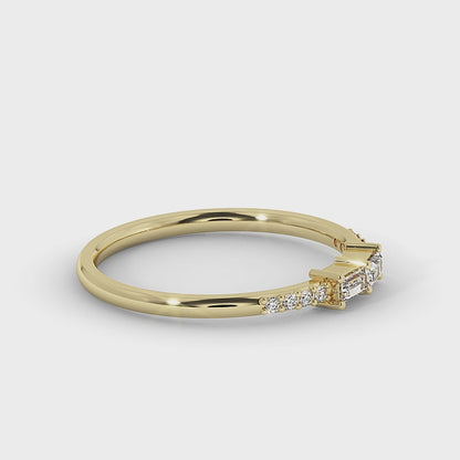 Dual Baguette & Round Diamond Stacker