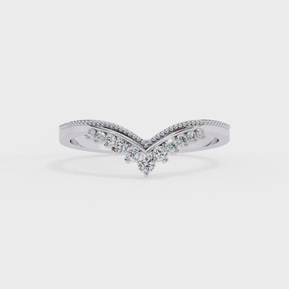 Diamond V Tiara Wedding Band | Crown Contour Ring