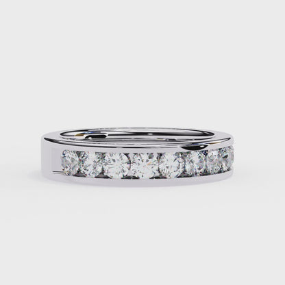 Round Cut Diamond Half Eternity Band | Channel Set Luxury Wedding Ring